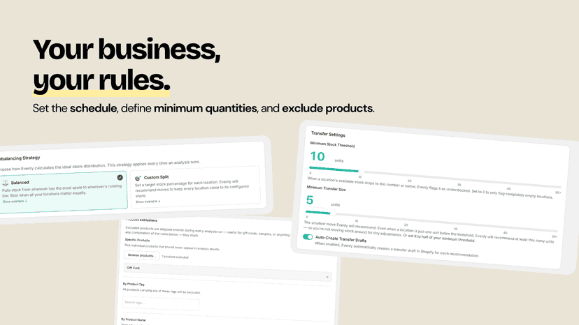 You can define your own rules for how stock is rebalanced.
