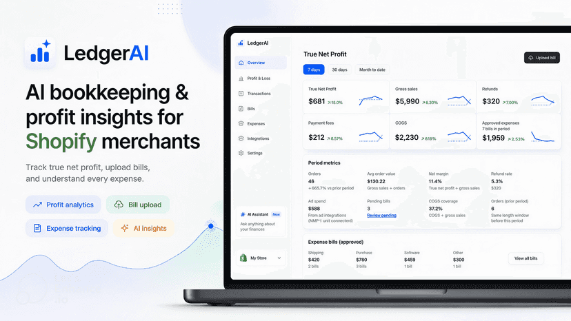 LedgerAI AI bookkeeping and profit insights for Shopify