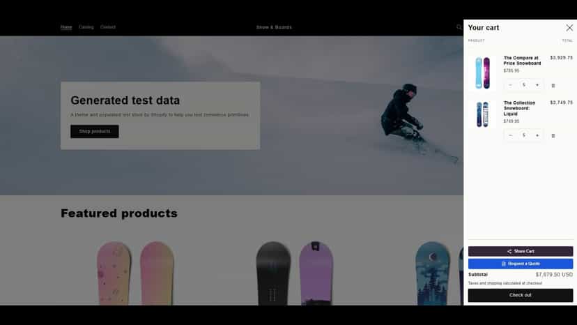 Request a Quote button in side drawer