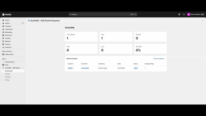 Dashboard with metrics