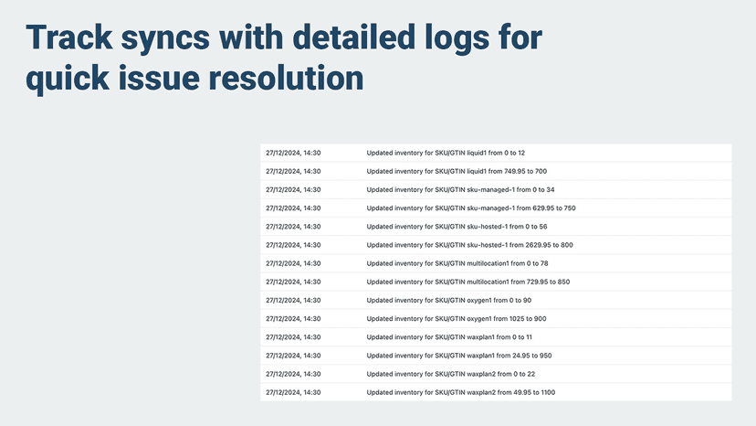 Track syncs with detailed logs for quick issue resolution