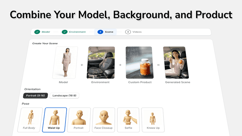 Build a reusable scene with a model and product