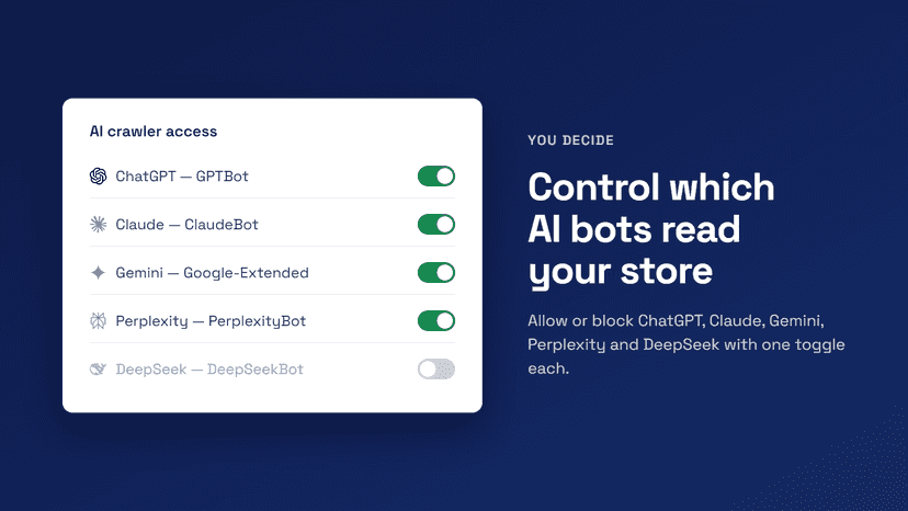 Control which AI bots can read your store
