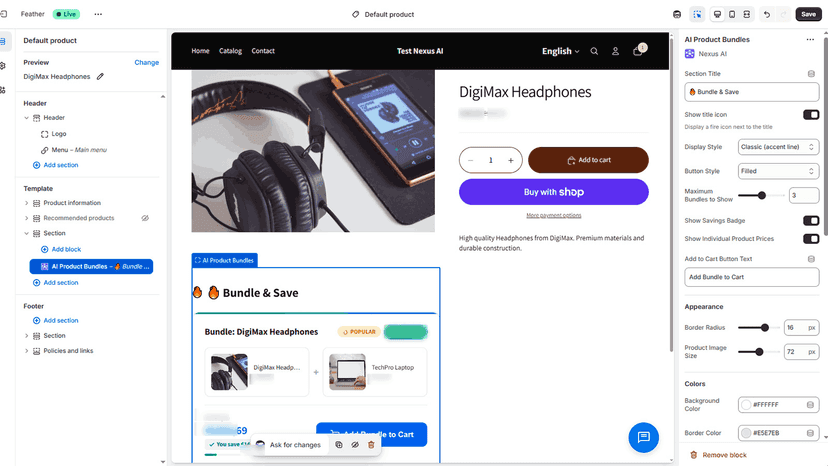 Block install on theme editor