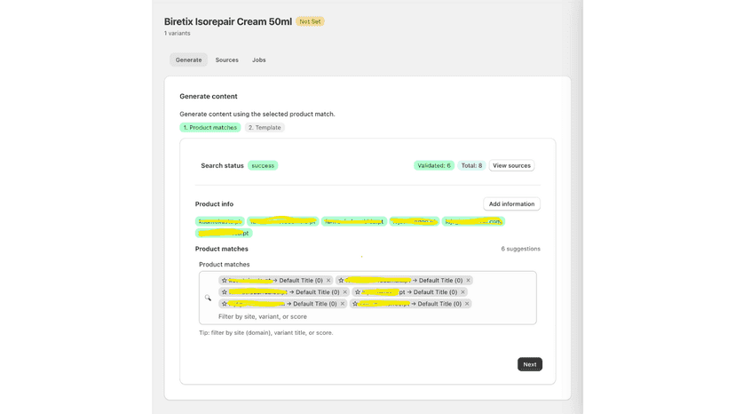 Generate content Panel