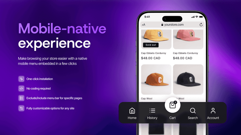 Mobile tab bar navigation on smartphone