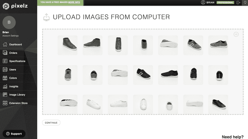 Upload unedited product images to be edited