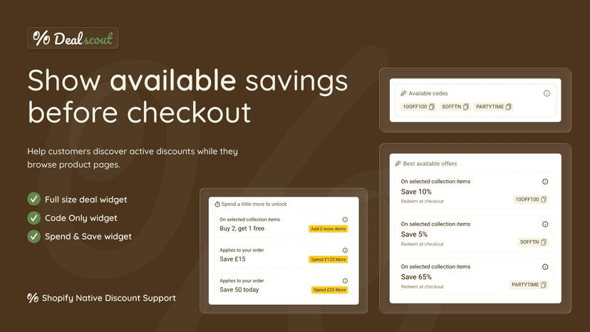 Show available savings before checkout