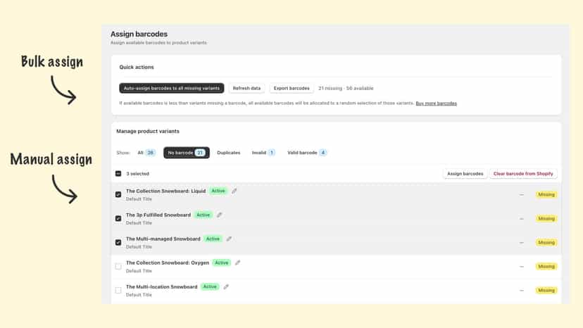 Manual and bulk assign
