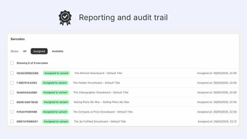 Reporting and audit trail