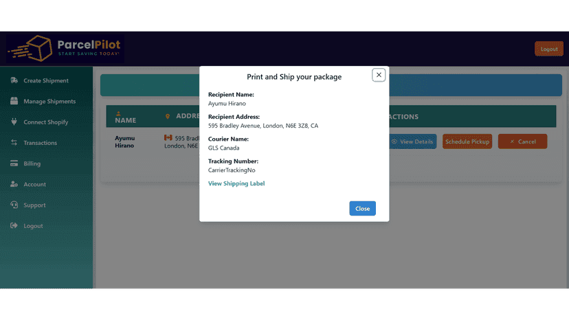 Print your shipping label and ship your package
