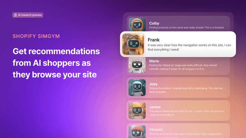 SimGym AI shopper feedback on website navigation and usability