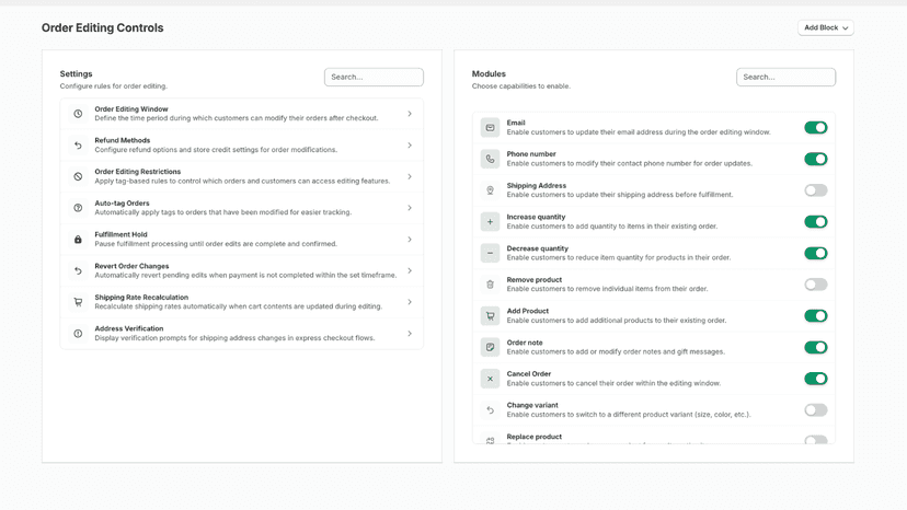 Order Editing Controls