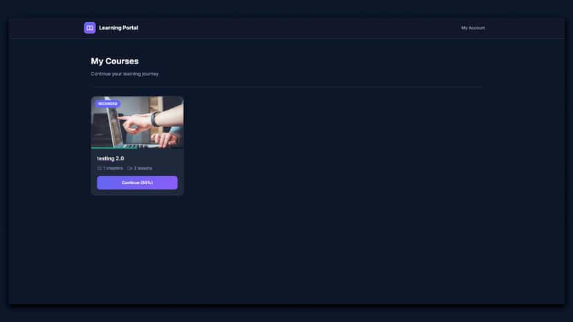 Student course portal with progress tracking and video player