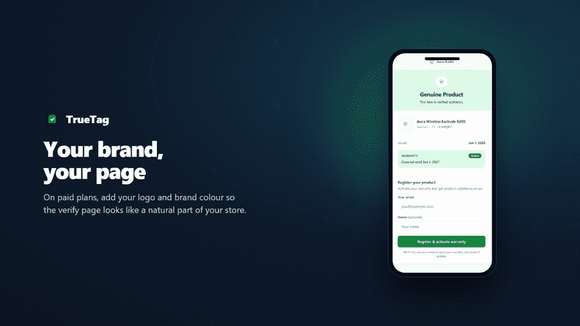 Brand-customised mobile verify page with your logo