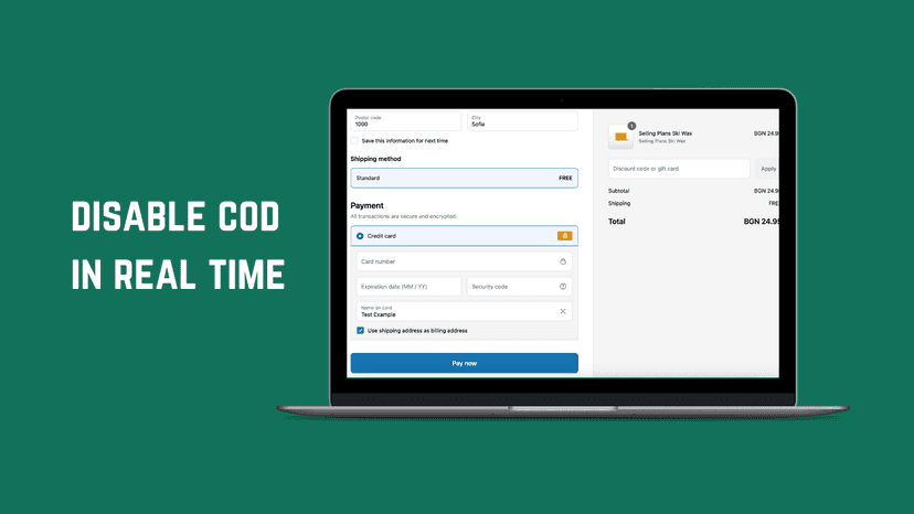 disable cod in real time