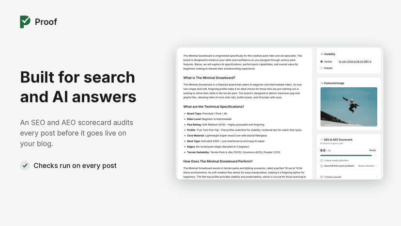 Proof article tracking SEO & AEO Scorecard