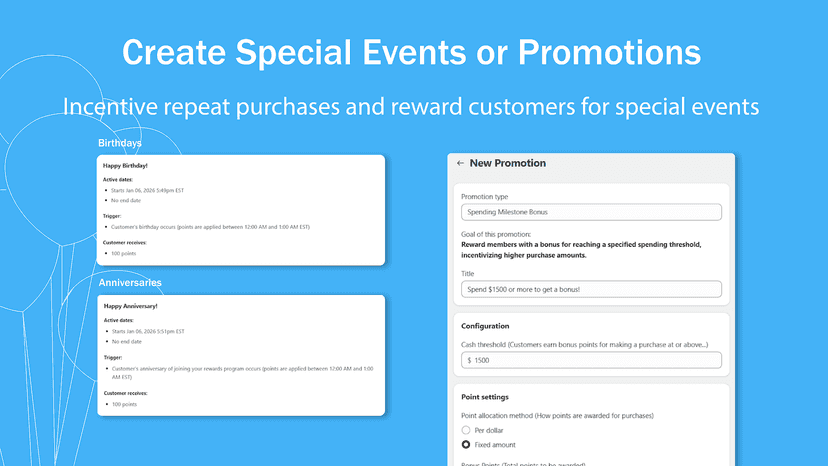 Create Special Events & Promotions