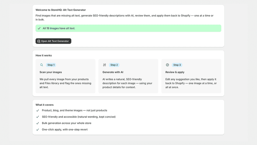 Welcome to StoreHQ Alt Text Generator