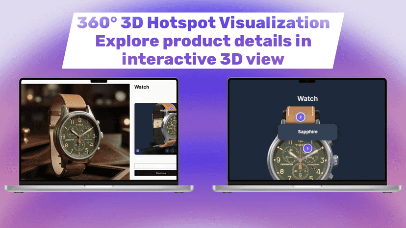 Interactive hotspots highlight product details