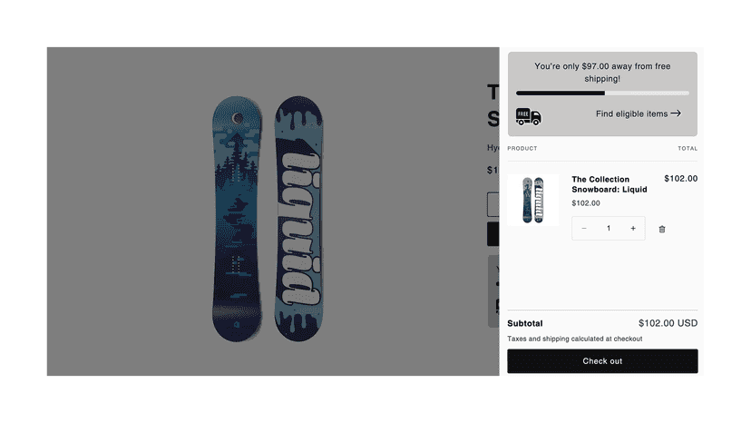 Cart page threshold notification popup
