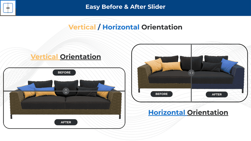Create before and after sliders for your store