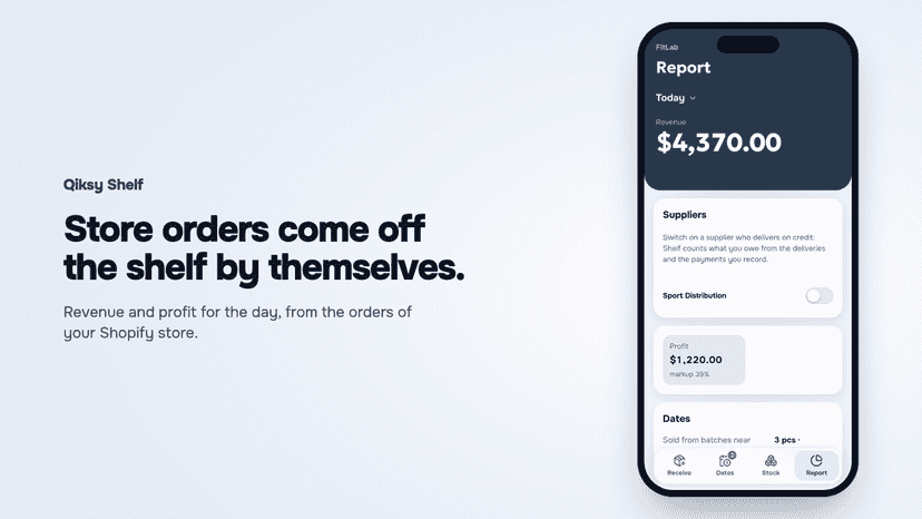 Report: revenue and profit of the day from store orders