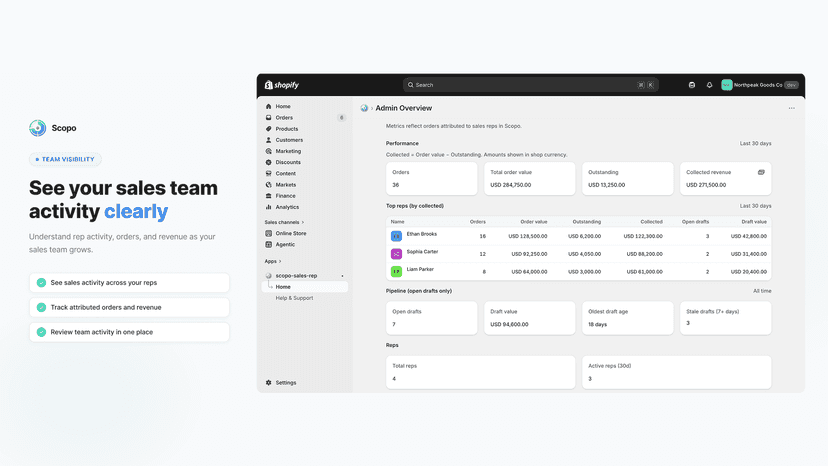 Admin sales team visibility