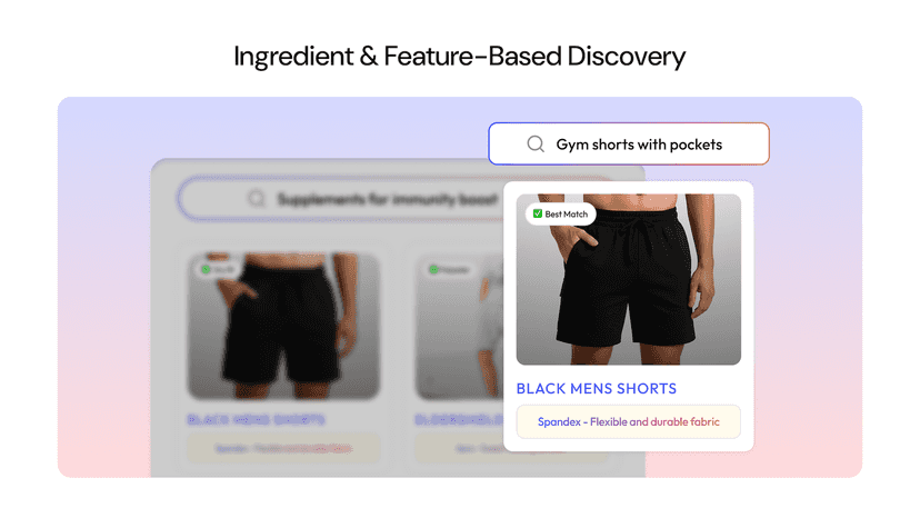 Feature-based search showing apparels and fashion
