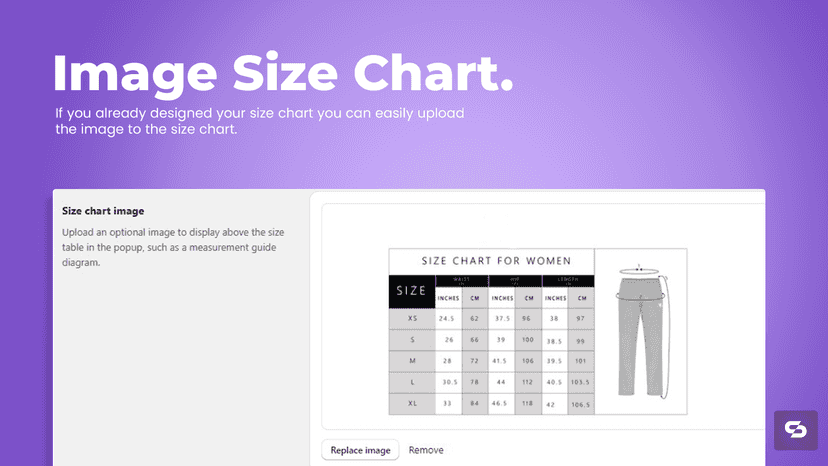 Image size charts