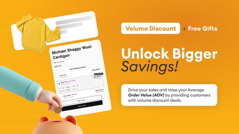 Volume discount widget with free gift on cardigan page