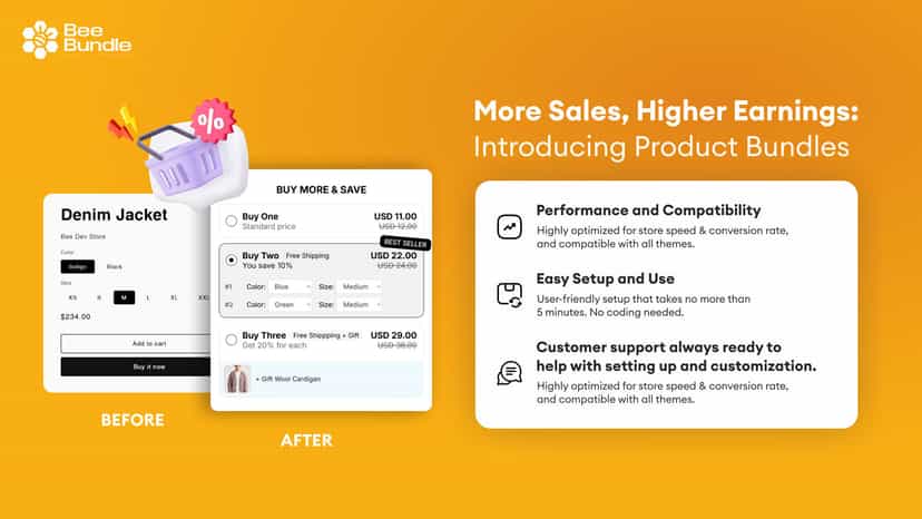 Bee Bundle before-after product page with Buy More & Save