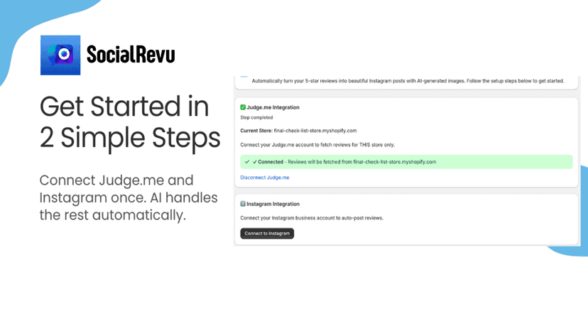 Dashboard showing review connection confirmed