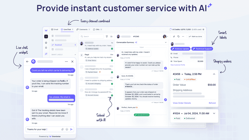 Provide instant customer service with AI, everywhere