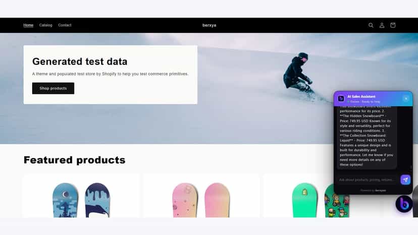 AI sales assistant widget recommending products on a Shopify