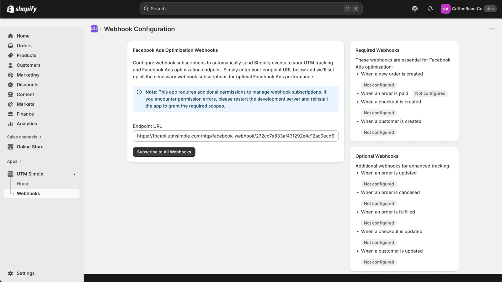 How to setup UTM Simple CAPI Url