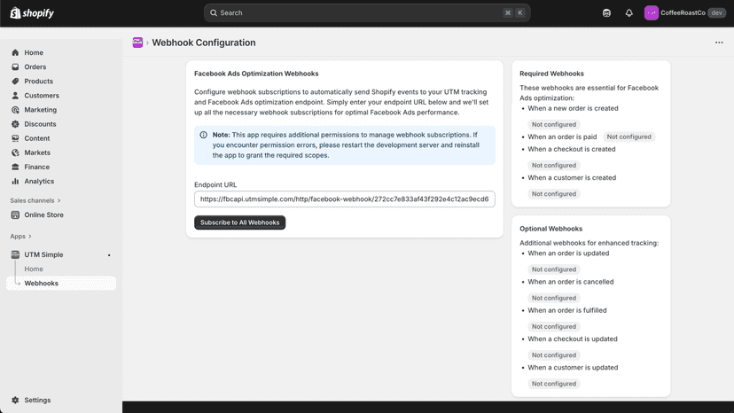 How to setup UTM Simple CAPI Url