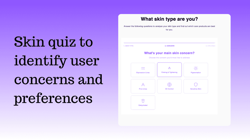 Skin quiz to identify user concerns and preferences