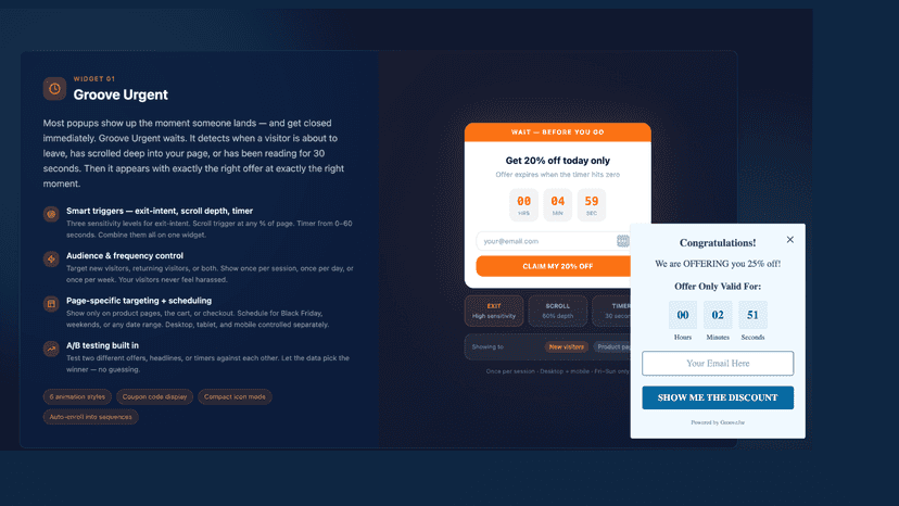 Countdown timer popup live on a Shopify product page