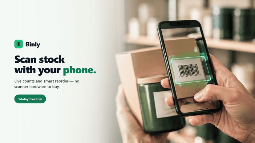 Scan a product barcode with your phone in Binly