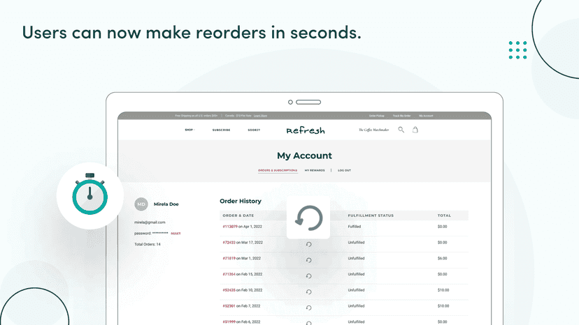 You are able to make reorders in seconds.