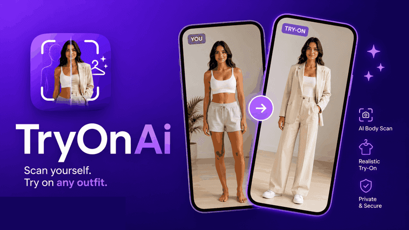 Before-and-after AI try-on: a shopper's photo labeled "YOU" on t