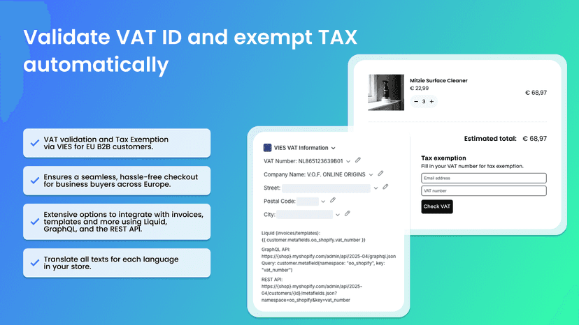 Validate VAT ID and exempt tax automatically
