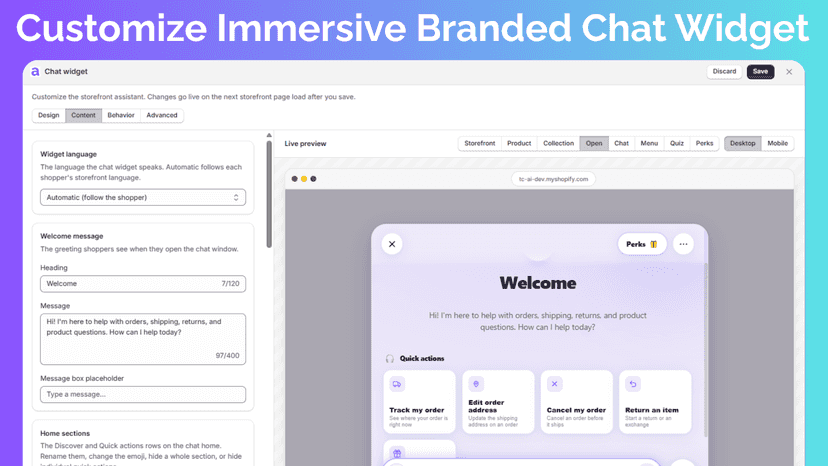 Customer Chat widget customizer