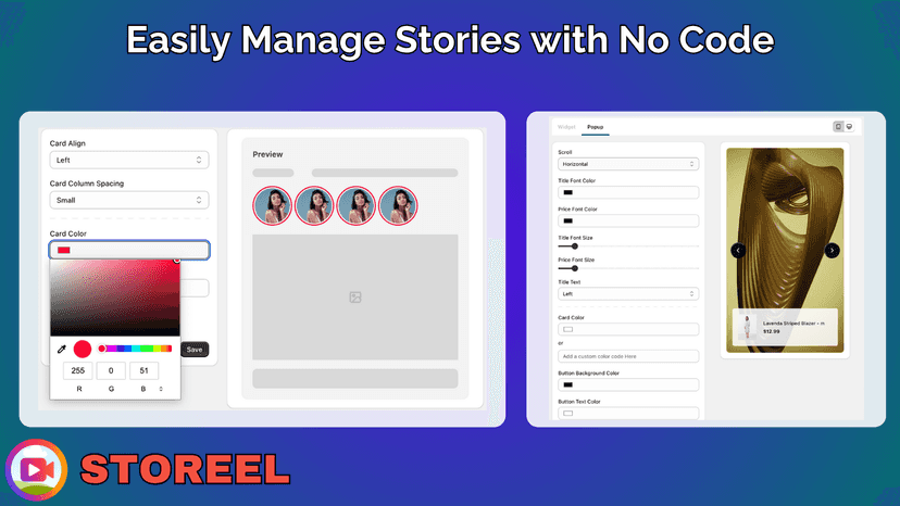 No code widget story section