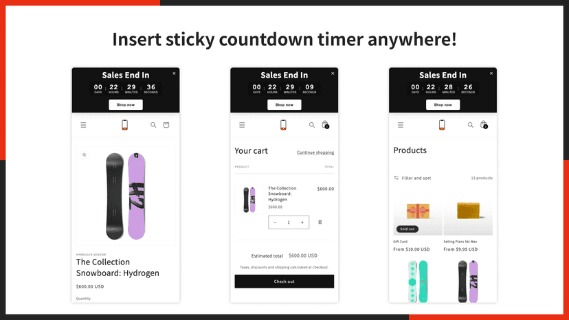 Insert sticky countdown timer anywhere!