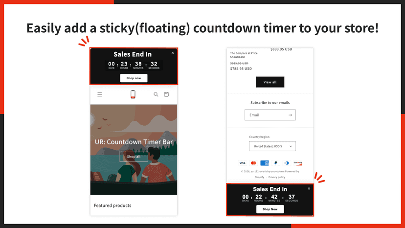 Easily add a sticky(floating) countdown timer to your store!