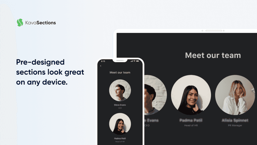 Pre-designed sections look great on any device.