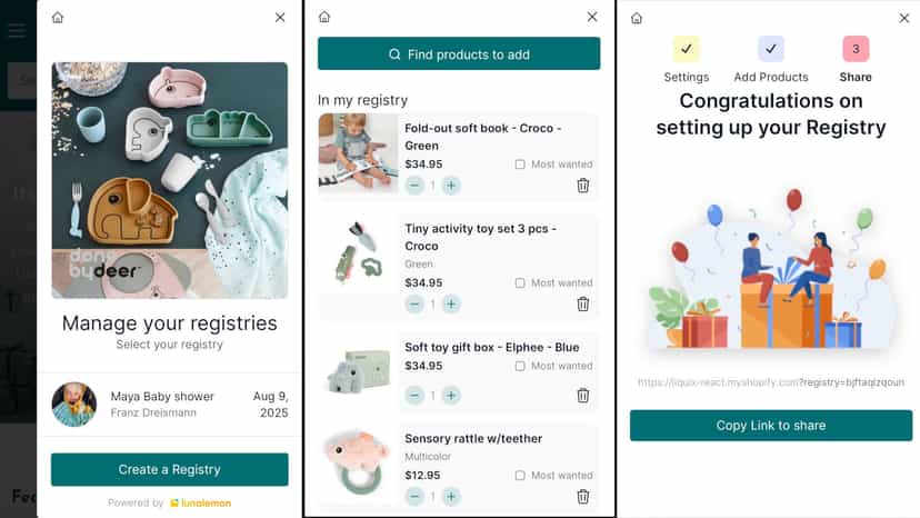 Easy to create event and register gifts on your phone