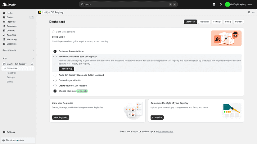Efficient shopify admin integration for Merchant functionality